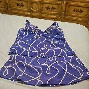 Stylish Purple & White Patterned swim suit skirt type. By Ingrear size 12